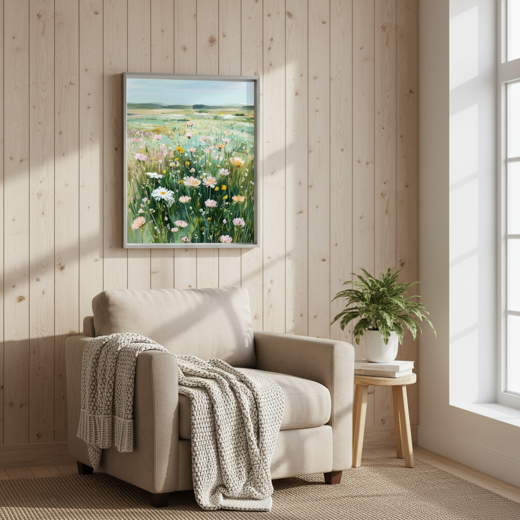 Wildflower Field Art Print Digital Download Landscape Wall Decor