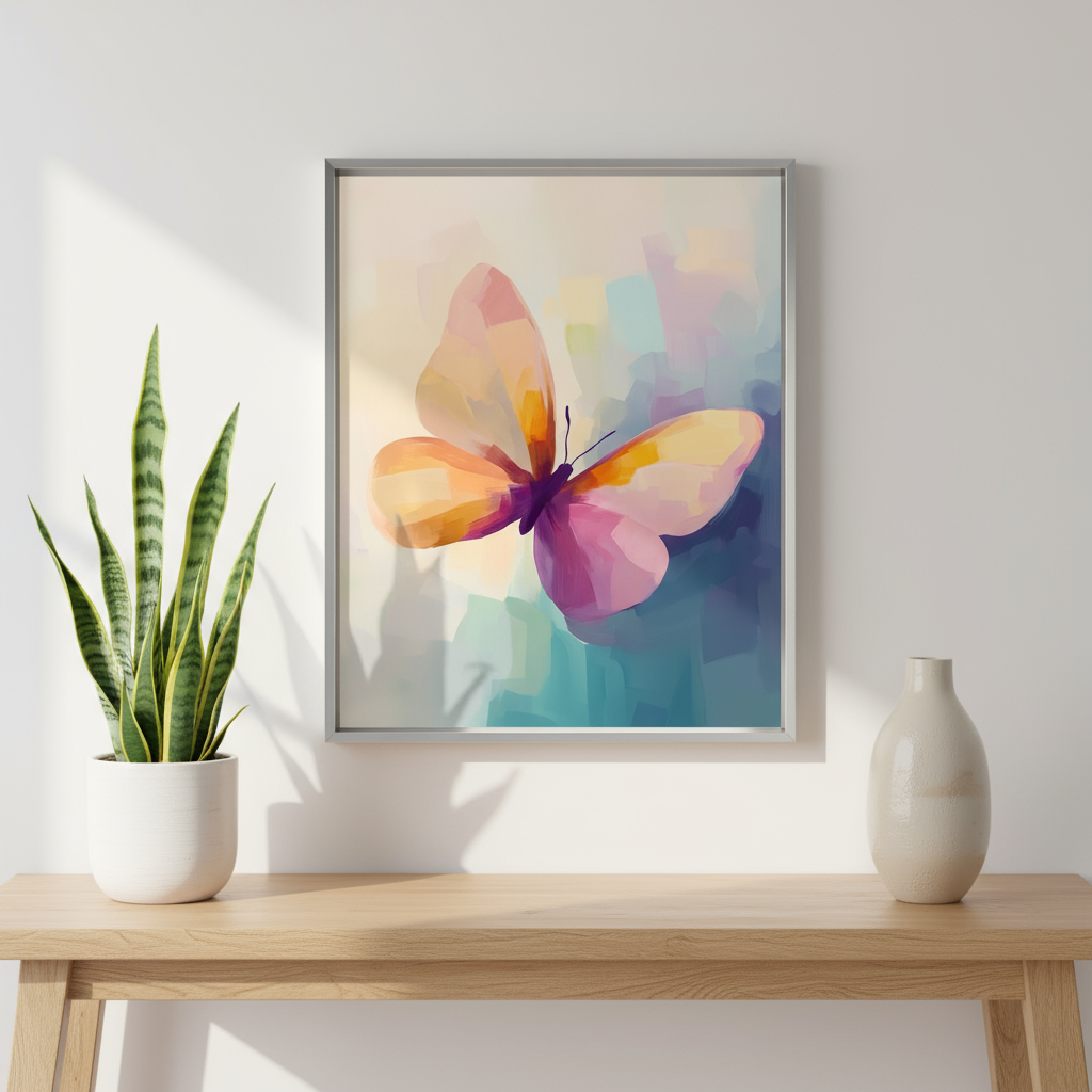 Colorful Abstract Butterfly Art Print - Instant Download Digital Wall Art