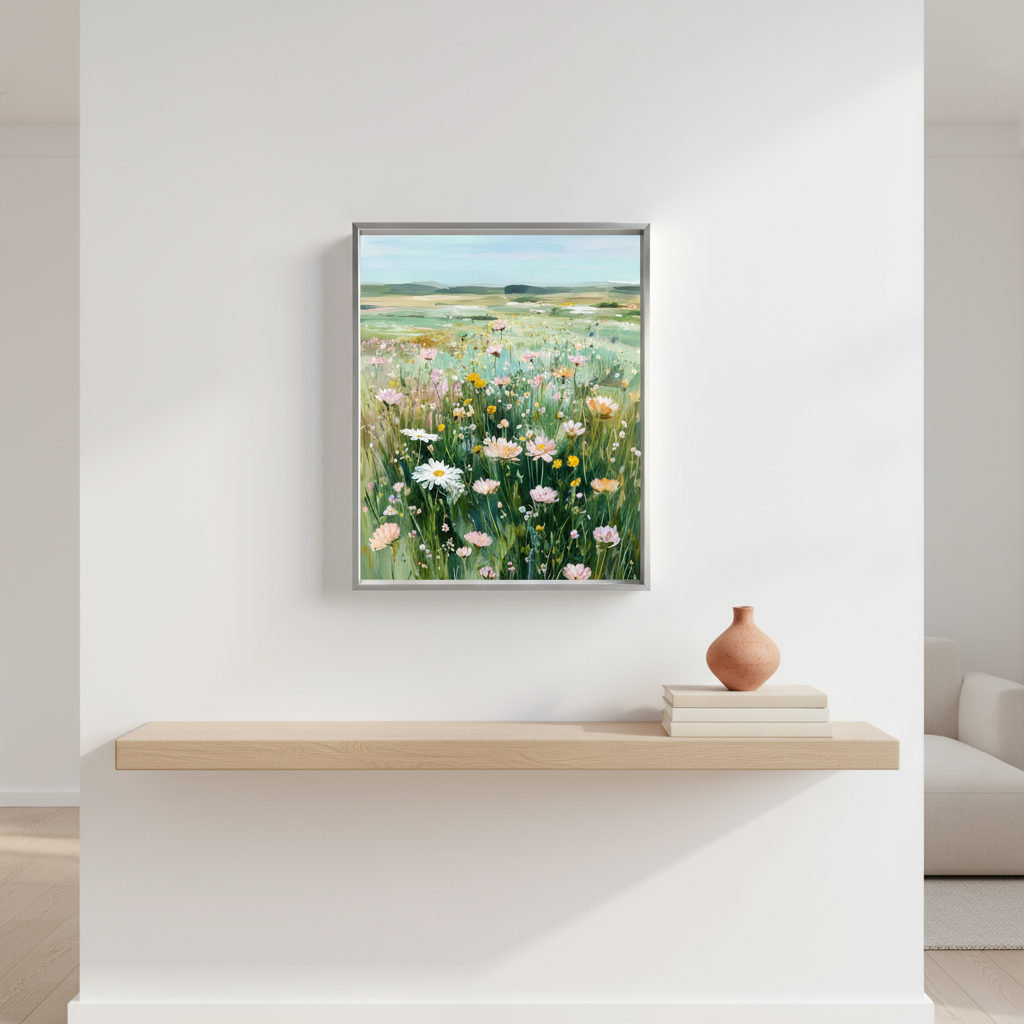 Wildflower Field Art Print Digital Download Landscape Wall Decor