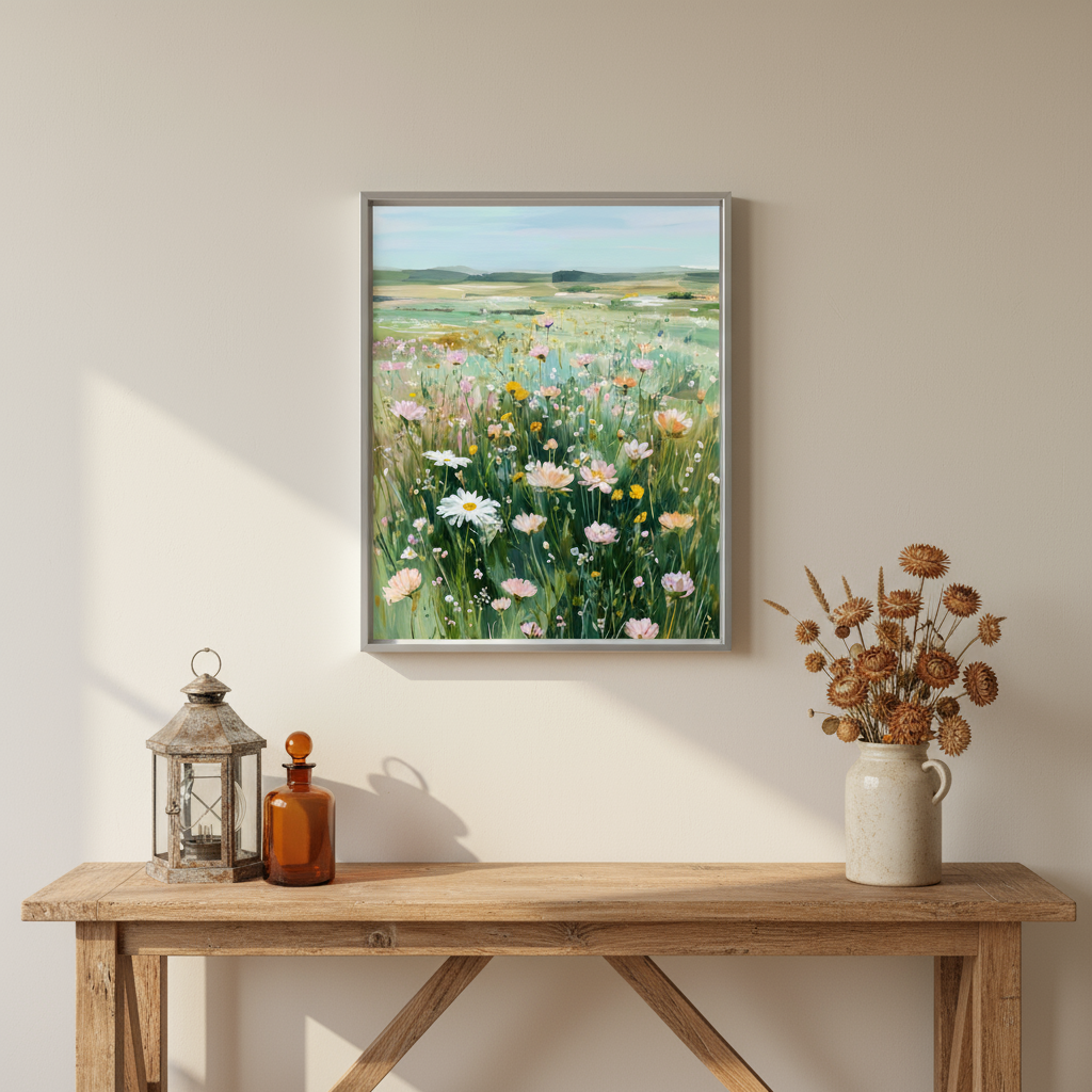 Wildflower Field Art Print Digital Download Landscape Wall Decor