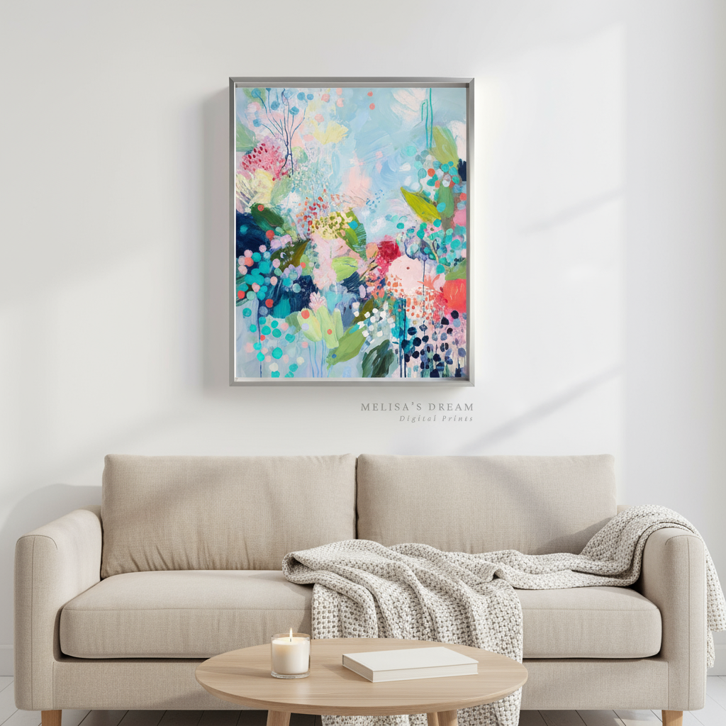 Abstract Floral Art Print Digital Download - Colorful Wall Decor