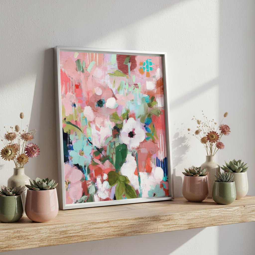 Abstract Floral Art Print - Colorful Botanical Digital Download Wall Decor