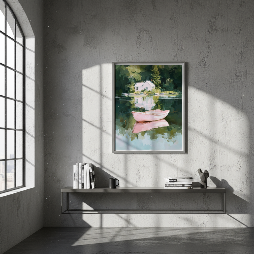 Serene Lake House Art Print - Digital Download